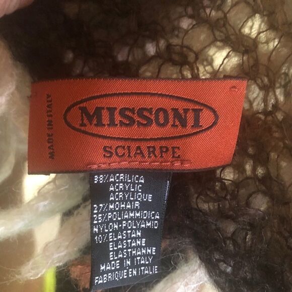 Missoni Sciarpe Scarf/Shaw Brown/Beige Ruffed - Picture 3 of 5